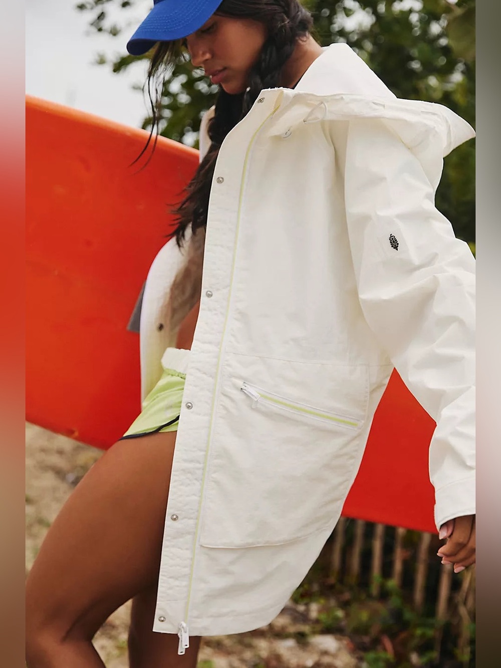 Free People Singin In The Rain Packable Rain Jacket in Butter Yellow